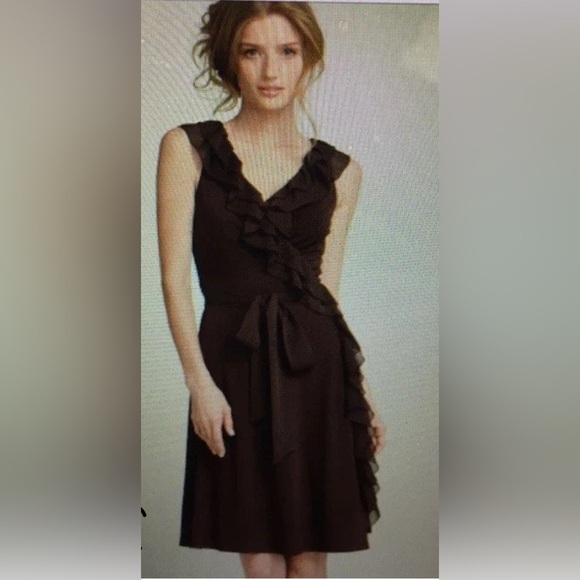 Suzi Chin for Maggy Boutique Dresses & Skirts - Suzi Chin for Maggy Boutique Brown Tank Sz 14  Ruffle Knee Length Wrap Dress